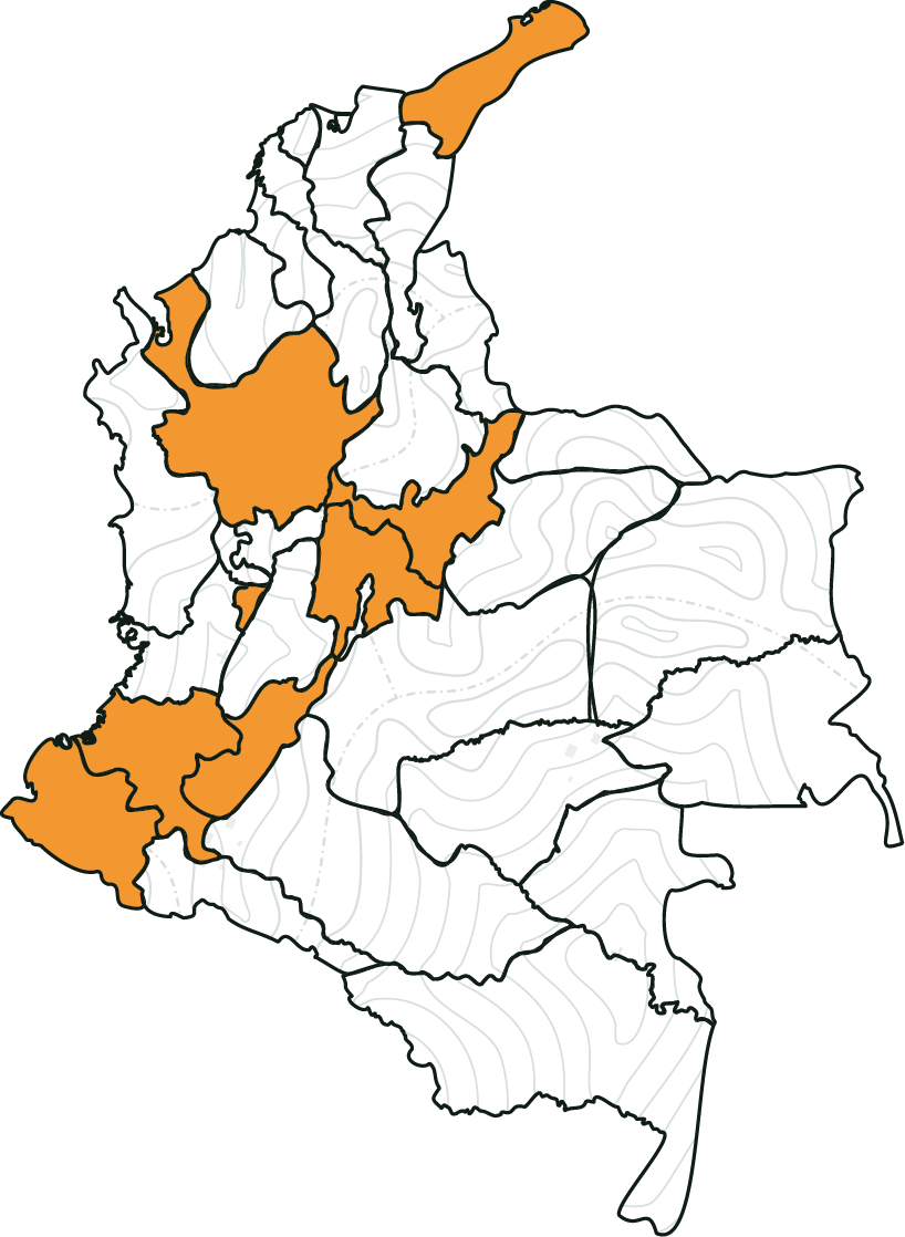 Mapa de regiones cafeteras de Colombia